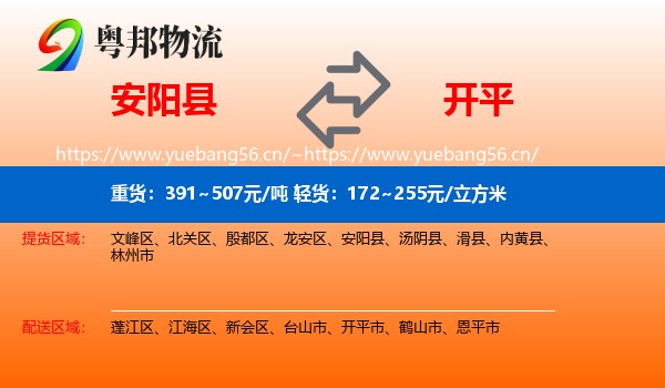 安阳县到开平市物流