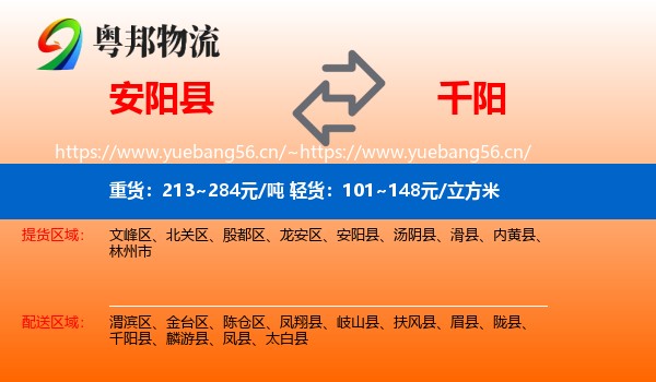 安阳县到千阳县物流