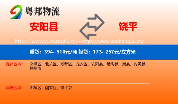 安阳县到饶平县物流