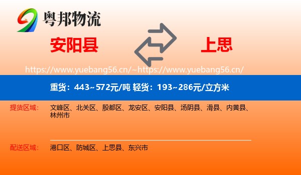 安阳县到上思县物流
