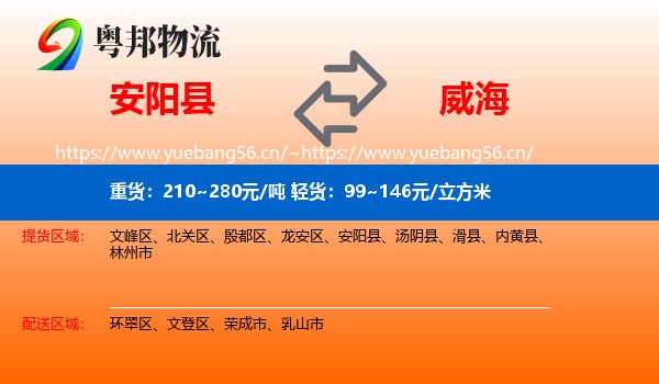 安阳县到威海物流