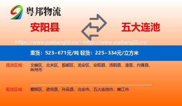 安阳县到五大连池市物流