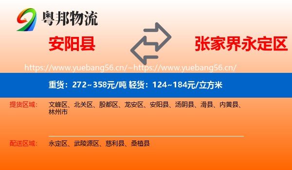 安阳县到永定区物流