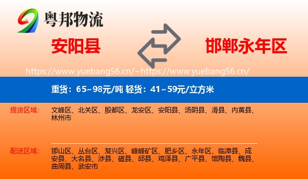 安阳县到永年区物流