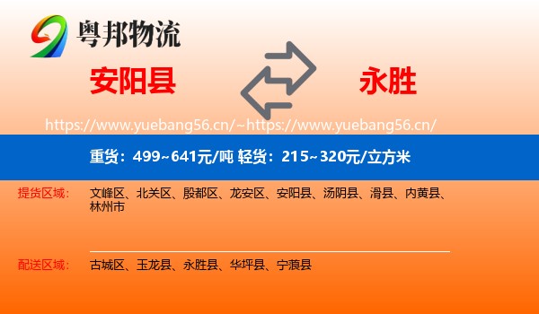 安阳县到永胜县物流