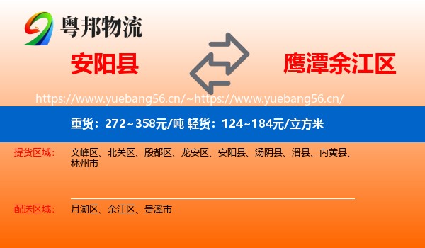 安阳县到余江区物流