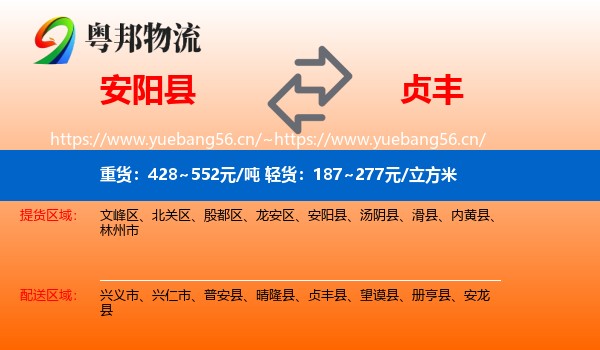 安阳县到贞丰县物流