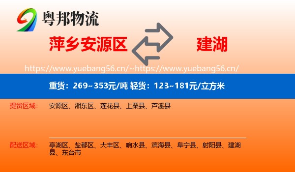 萍乡安源区到建湖县物流