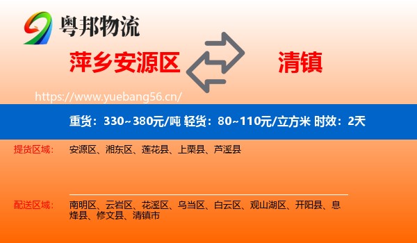 萍乡安源区到清镇市物流专线名片