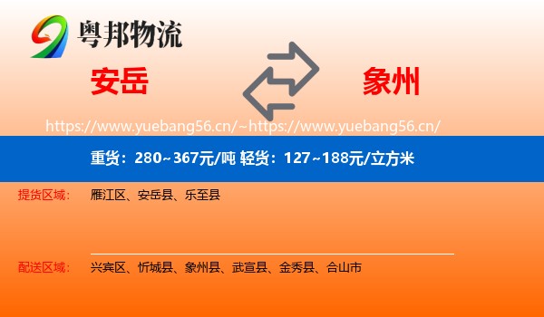 安岳到象州县物流