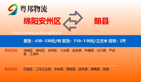 绵阳安州区到朗县物流专线名片