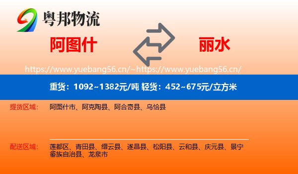 阿图什到丽水物流