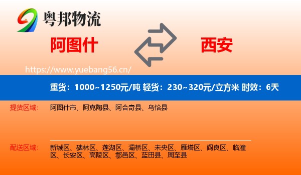 阿图什到西安物流专线名片