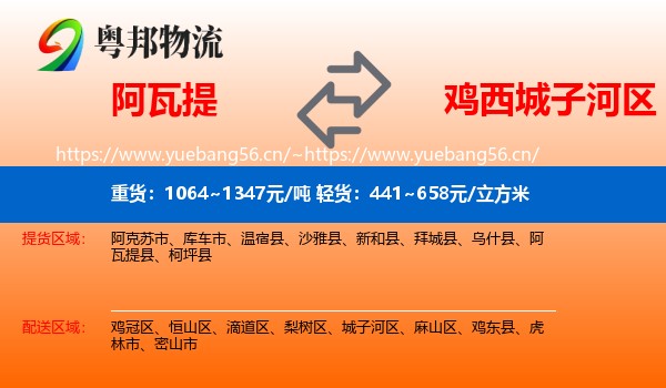 阿瓦提到城子河区物流
