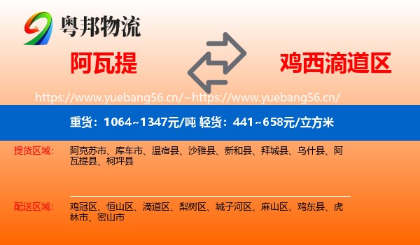 阿瓦提到滴道区物流
