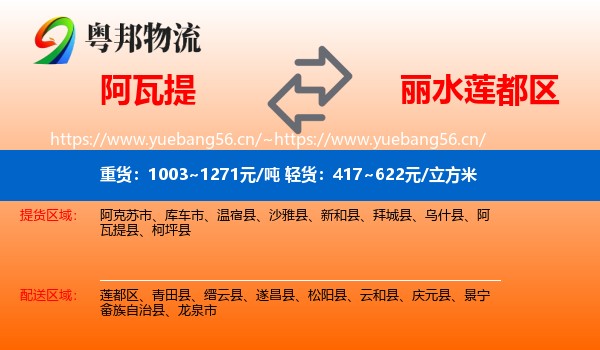 阿瓦提到莲都区物流
