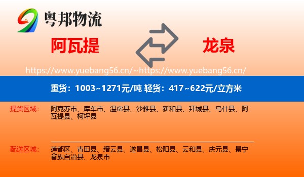 阿瓦提到龙泉市物流