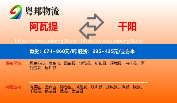 阿瓦提到千阳县物流