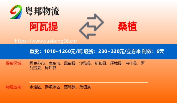 阿瓦提到桑植县物流专线名片