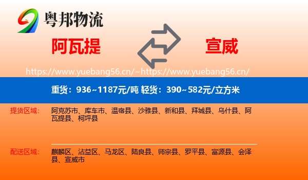 阿瓦提到宣威市物流