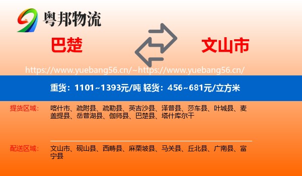 巴楚到文山市物流