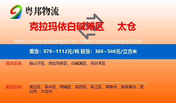 白碱滩区到太仓市物流专线