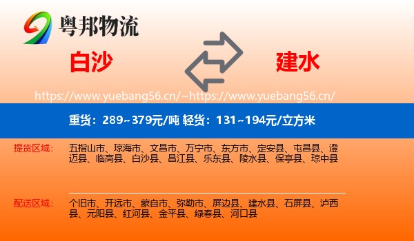 白沙到建水县物流