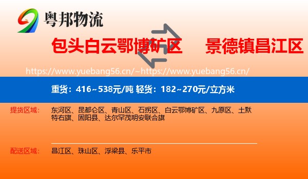 包头白云鄂博矿区到昌江区物流