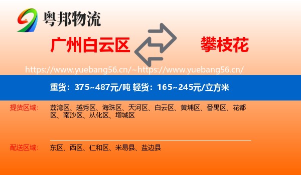广州白云区到攀枝花物流