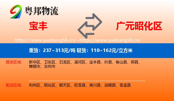 宝丰到昭化区物流