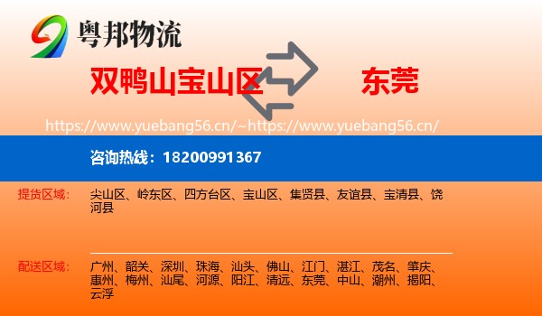 双鸭山宝山区到东莞物流