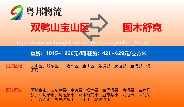 双鸭山宝山区到图木舒克市物流