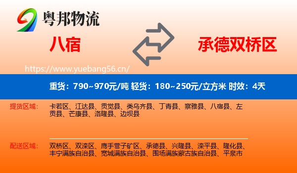 八宿到双桥区物流专线名片