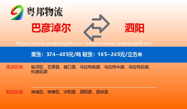 巴彦淖尔到泗阳县物流
