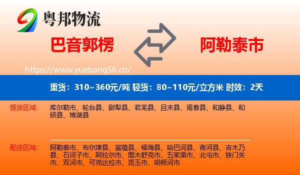 巴音郭楞到阿勒泰市物流专线名片