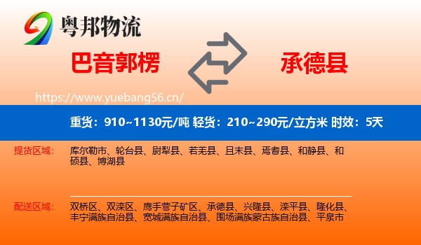 巴音郭楞到承德县物流专线名片