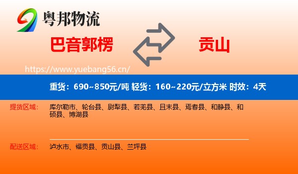 巴音郭楞到贡山县物流专线名片
