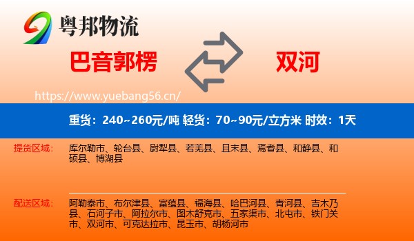 巴音郭楞到双河市物流专线名片
