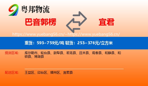 巴音郭楞到宜君县物流