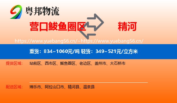 营口鲅鱼圈区到精河县物流
