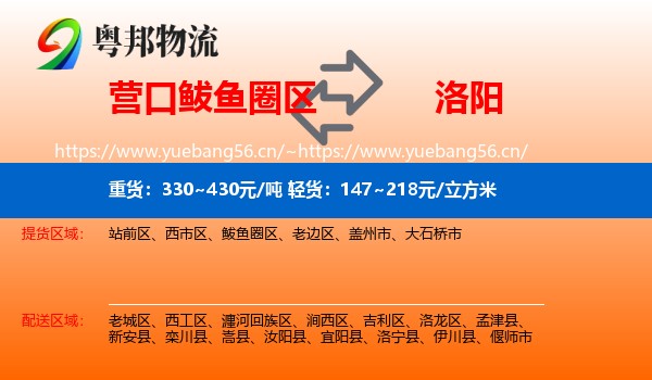营口鲅鱼圈区到洛阳物流