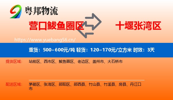 营口鲅鱼圈区到张湾区物流专线名片