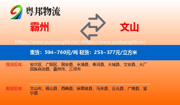 霸州到文山物流