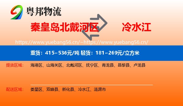秦皇岛北戴河区到冷水江物流