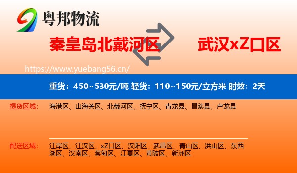 秦皇岛北戴河区到xZ口区物流专线名片