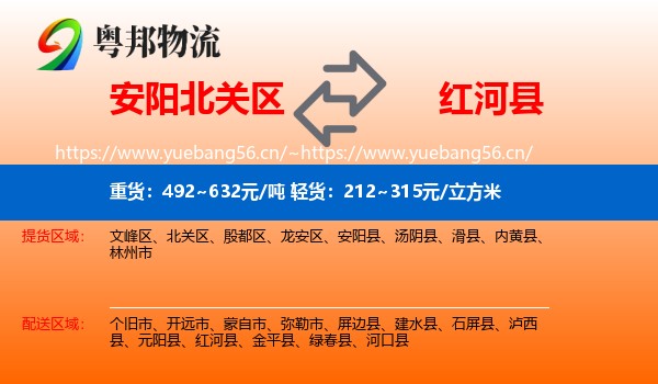 安阳北关区到红河县物流