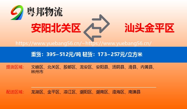 安阳北关区到金平区物流