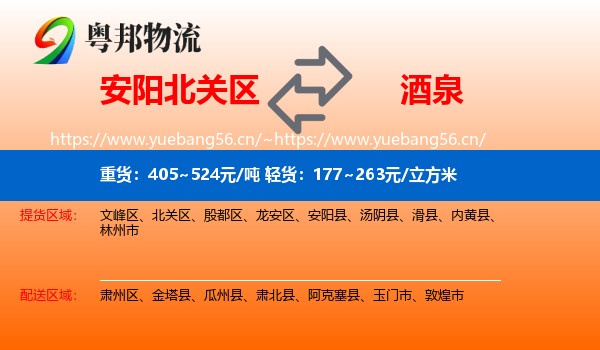 安阳北关区到酒泉物流