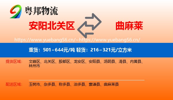 安阳北关区到曲麻莱县物流