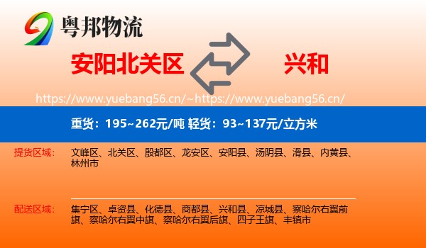 安阳北关区到兴和县物流